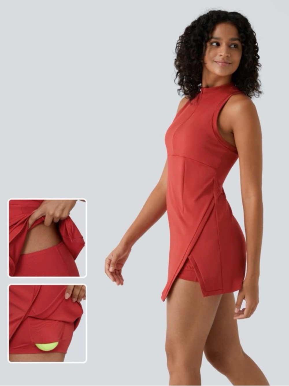 HALARA Red Sleeveless Tennis Dress